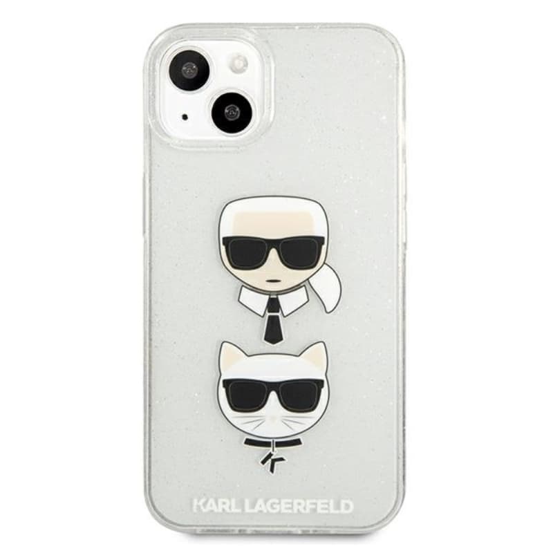 Karl Lagerfeld Glitter Karl & Choupette Head - Case for iPhone 13 mini (Silver) 3