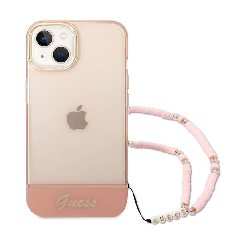 Guess Translucent Pearl Strap - Case for iPhone 14 Plus (Pink) 2
