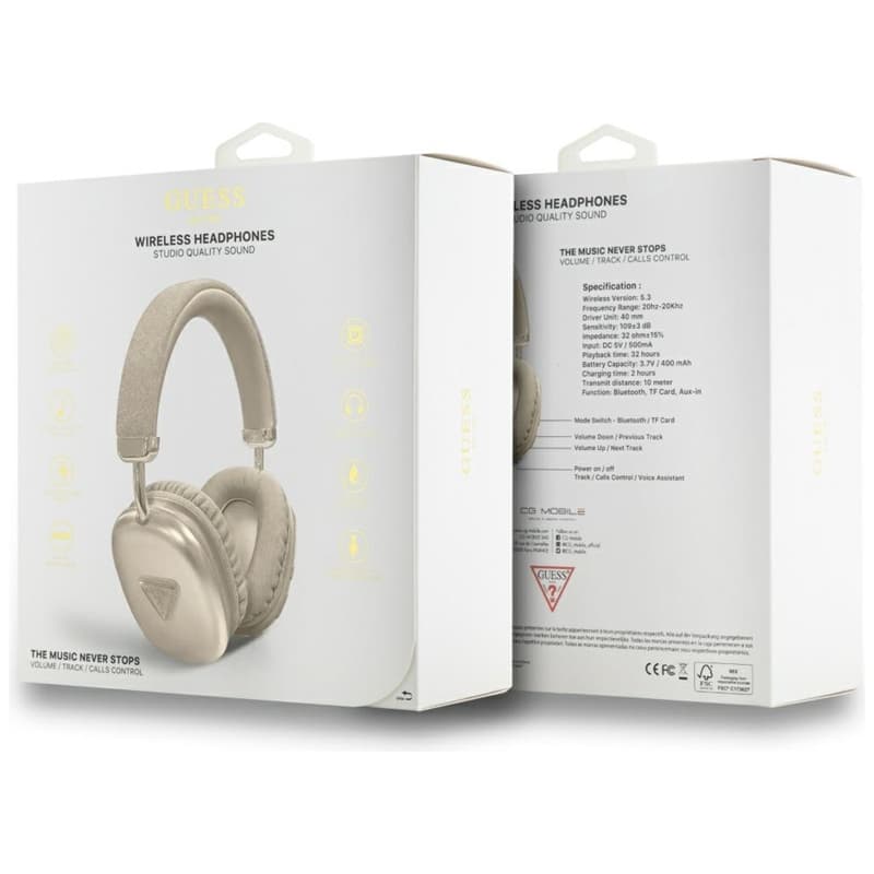 Guess Metallic Triangle Logo - Wireless Over-Ear Headphones Bluetooth V5.3 (gold) 4