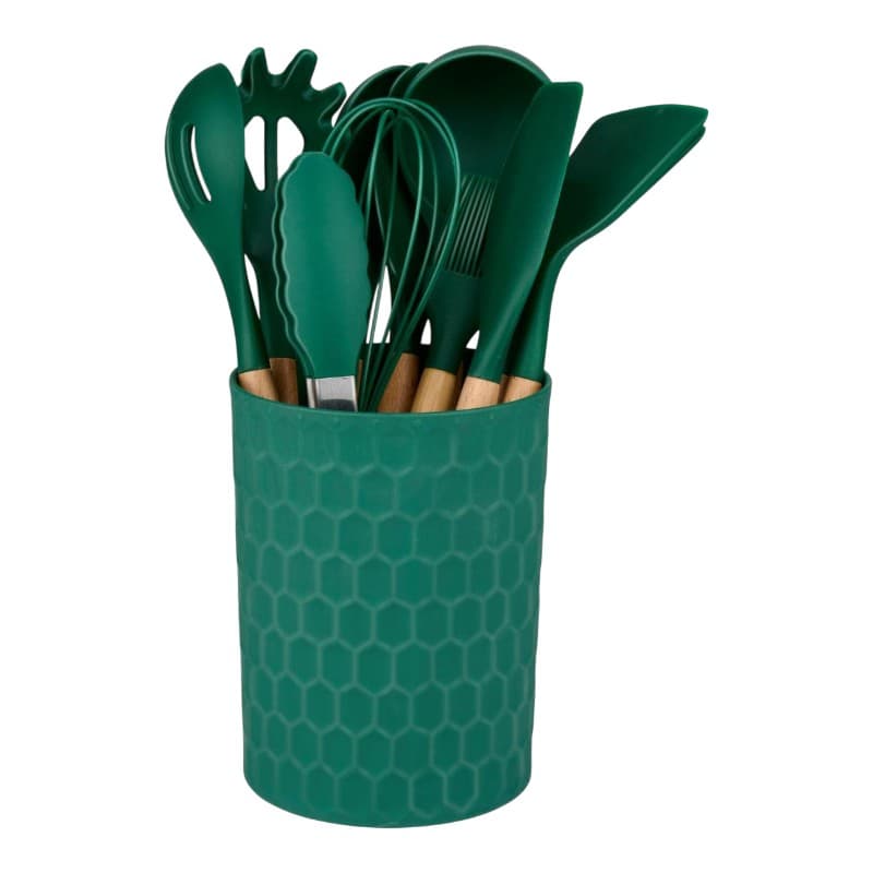 Alpina - Set of silicone kitchen utensils with a stand, 12 pieces