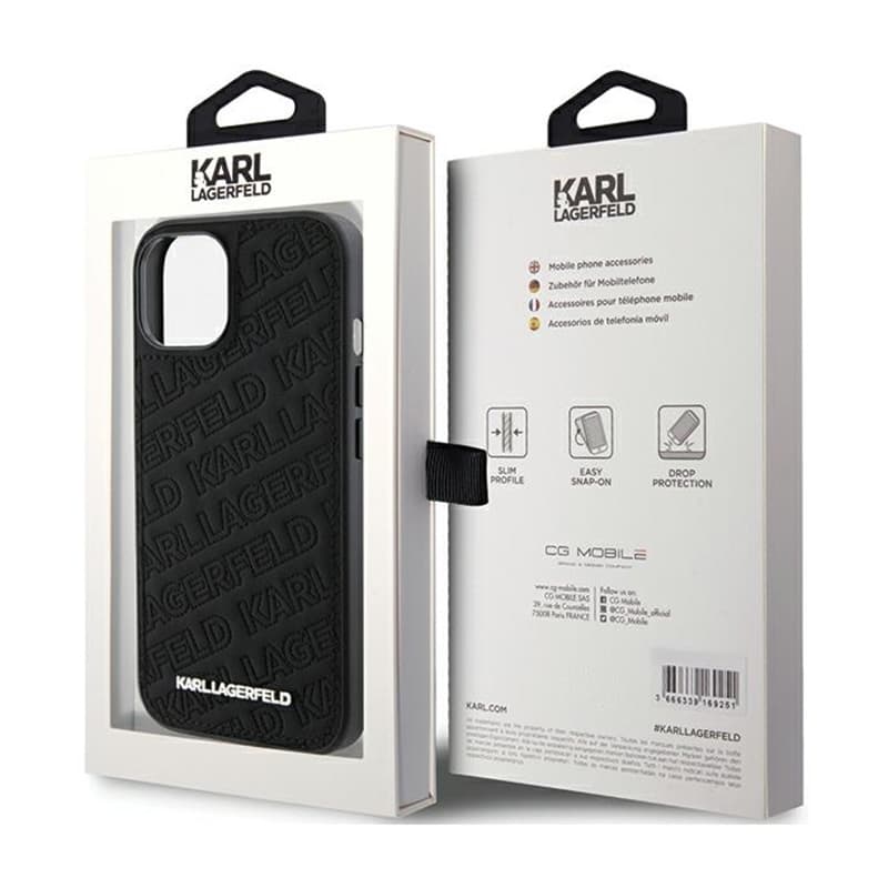 Karl Lagerfeld Quilted K Pattern - iPhone 15 Plus Case (Black) 8