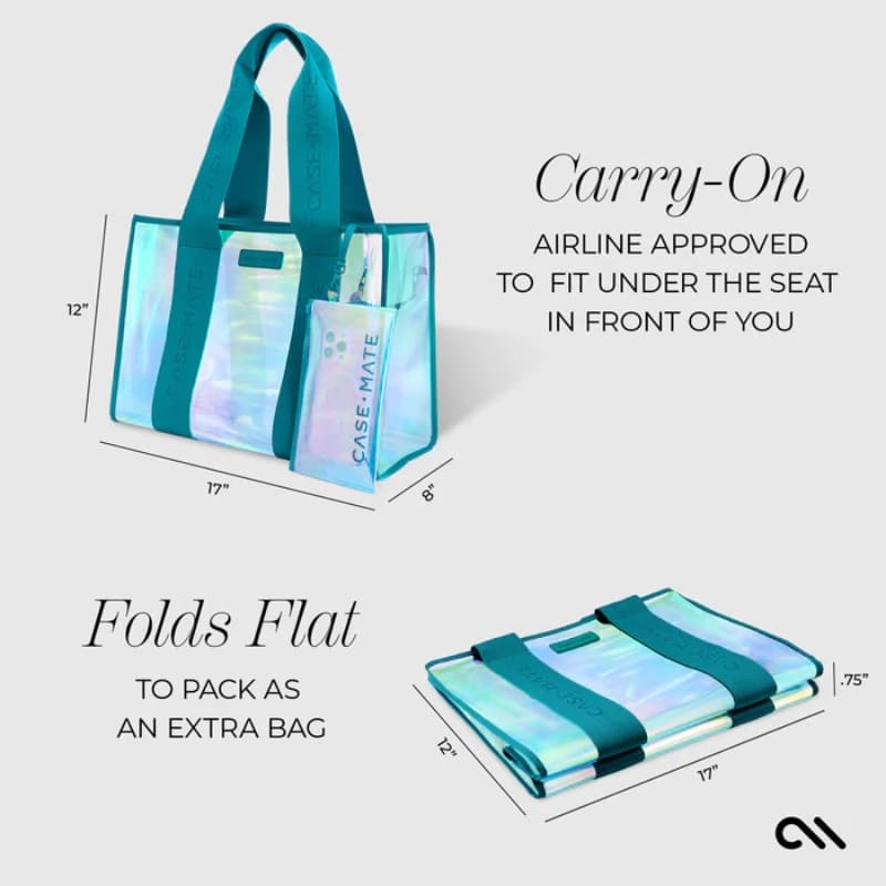 Case-Mate Large Travel Tote Bag – Waterproof Shoulder Bag with Phone Pouch (Emerald Blue Soap Bubble) 2
