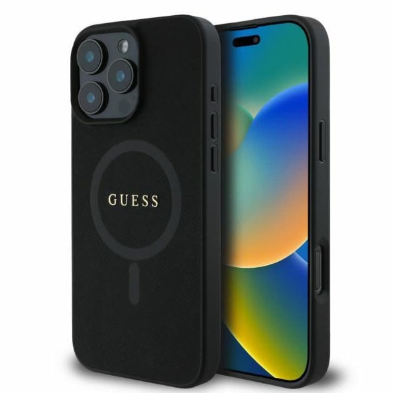 Guess Saffiano Classic Logo MagSafe - Case for iPhone 16 Pro (black)