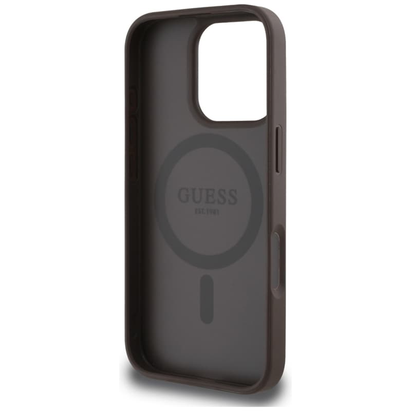 Guess Grained Hot Stamp Peony Triangle Logo MagSafe - Case for iPhone 16 Pro (brown) 7