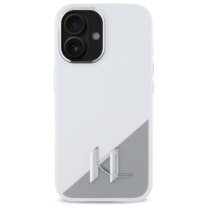 Karl Lagerfeld Silicone Shadow Metal Initial MagSafe - Case for iPhone 16 (white) 3
