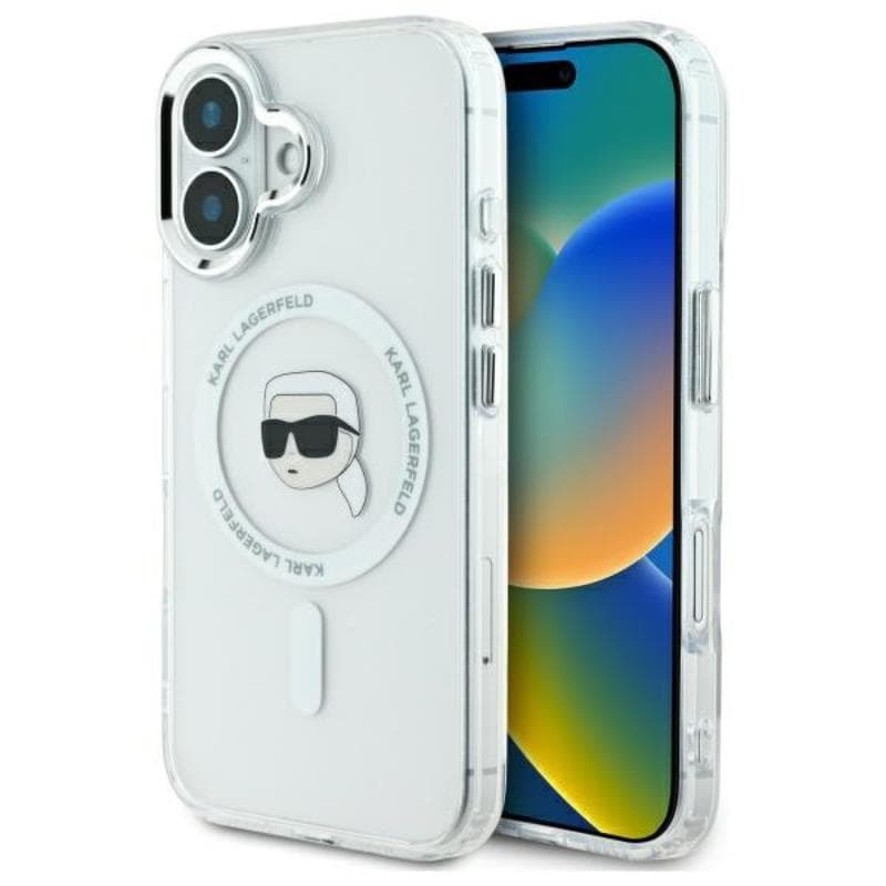 Karl Lagerfeld IML Metal Karl Head MagSafe - Case for iPhone 16 Plus (white) 1