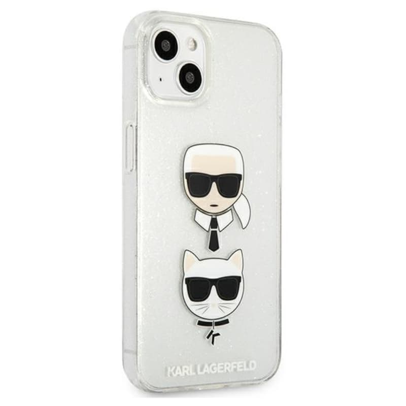 Karl Lagerfeld Glitter Karl & Choupette Head - Case for iPhone 13 mini (Silver) 4