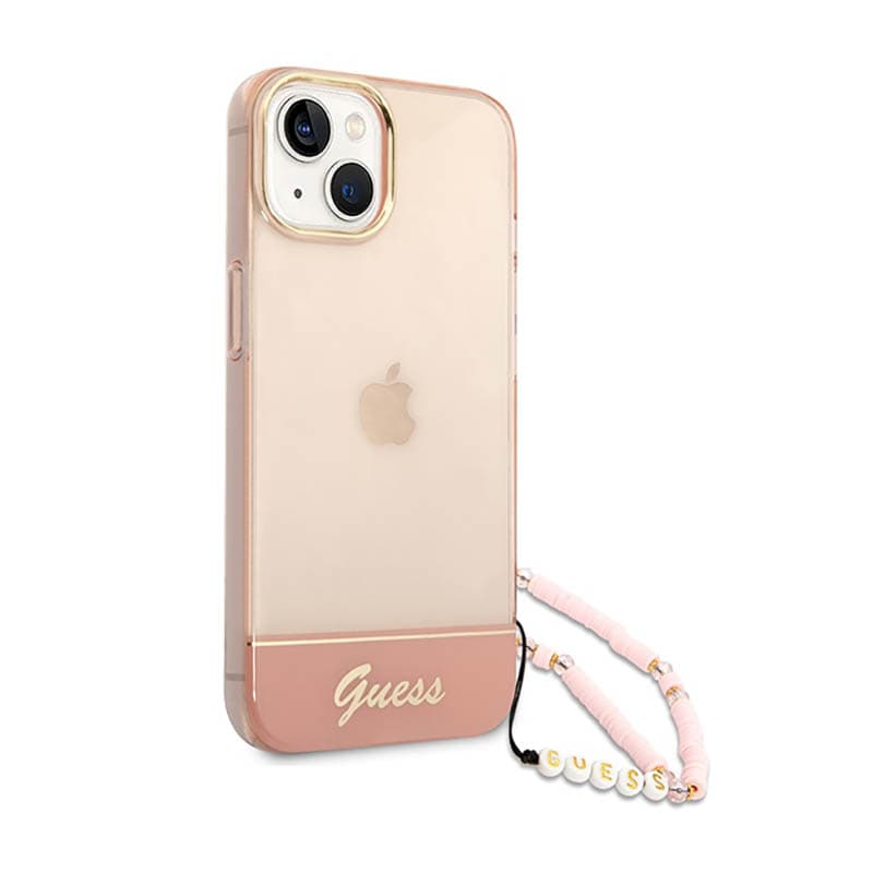 Guess Translucent Pearl Strap - Case for iPhone 14 Plus (Pink) 3