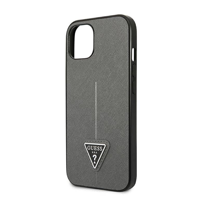 Guess Saffiano Triangle Logo Case - Case for iPhone 14 Plus (Silver) 6