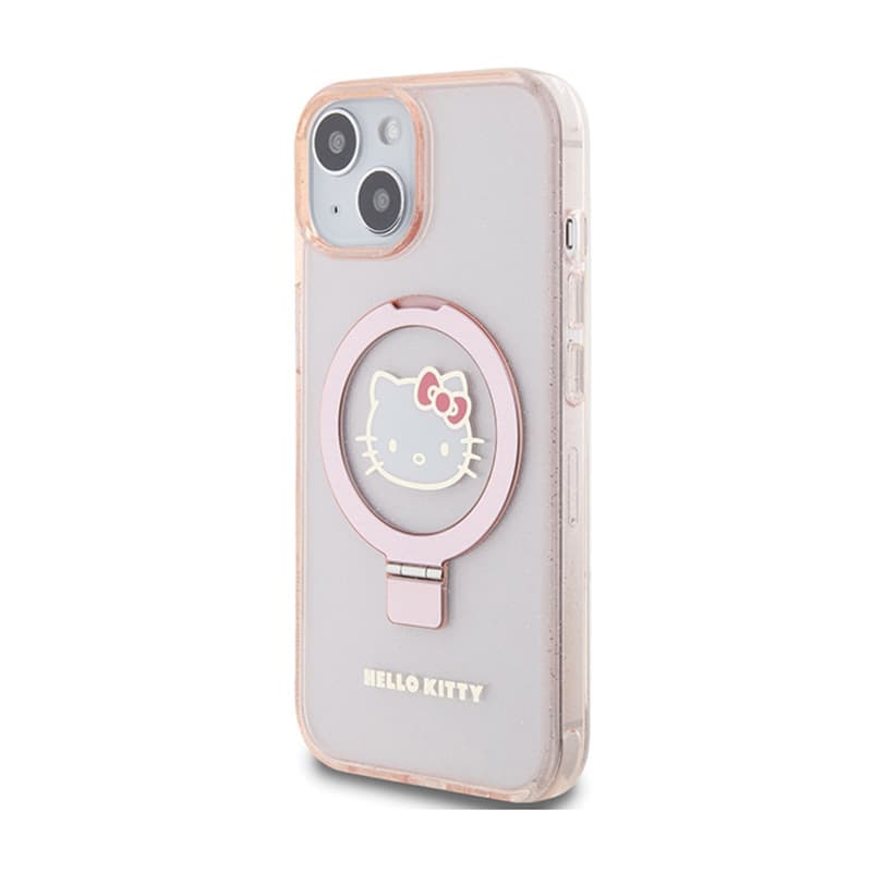 Hello Kitty Ring Stand Glitter Electrop Logo MagSafe - Case iPhone 15 / 14 / 13 (pink) 2