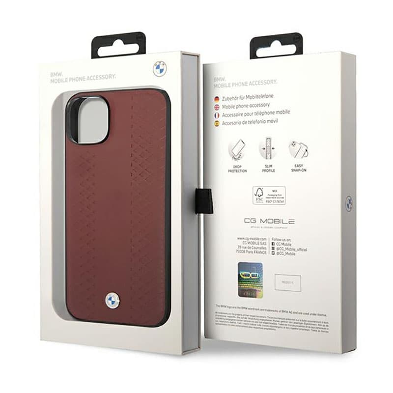 BMW Leather Diamond Pattern - Case for iPhone 14 (Burgundian) 8