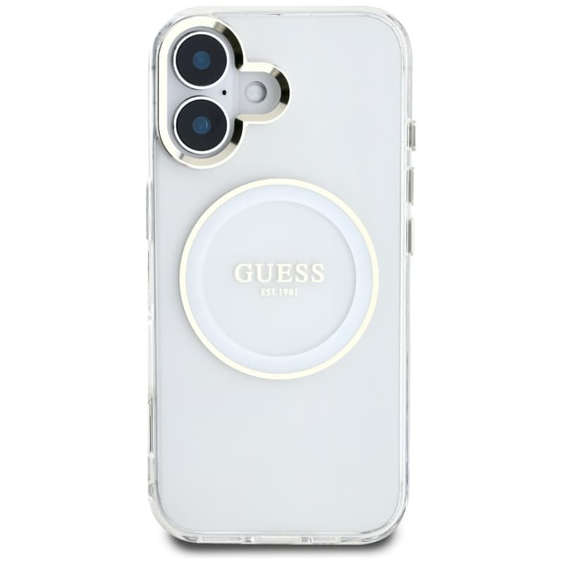 Guess IML Metal Colored Circle Classic Logo MagSafe - Case for iPhone 16 (white) 3