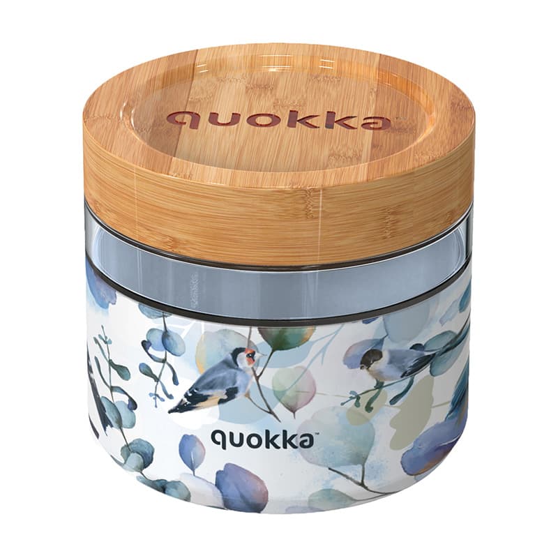 Quokka Deli Food Jar - Glass Food Container / Lunchbox 820 ml (Blue Nature)