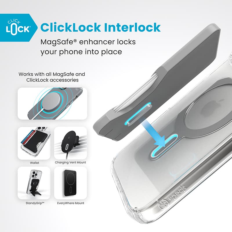 Speck Presidio Perfect-Clear ClickLock & MagSafe - iPhone 16 Pro Max Case (Clear / Chrome Finish / Serene Silver) 2