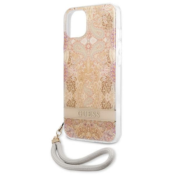 Guess Flower Cord - Cover for iPhone 13 mini (Gold) 6