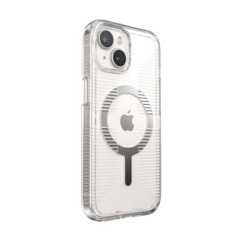 Speck Gemshell Grip + MagSafe - Case for iPhone 17e / 16e / 15 / 14 / 13 (Clear / Chrome Finish) 3