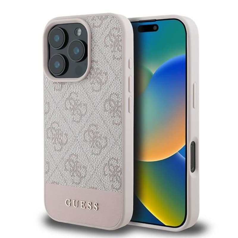 Guess 4G Bottom Stripe - Case for iPhone 16 Pro Max (pink)