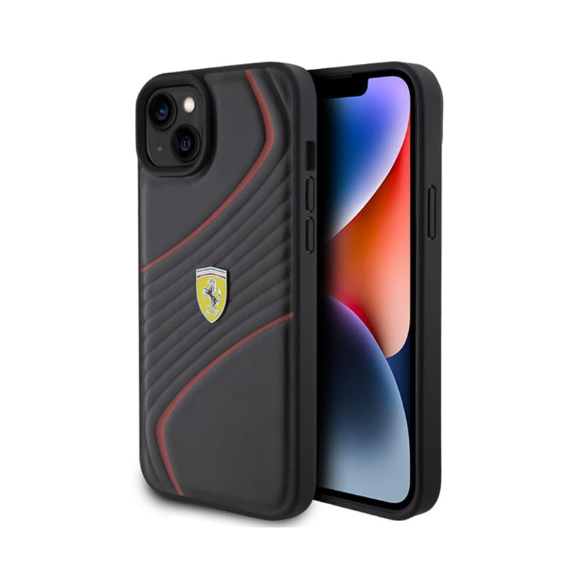Ferrari Twist Metal Logo - Case for iPhone 15 Plus (Black) 1