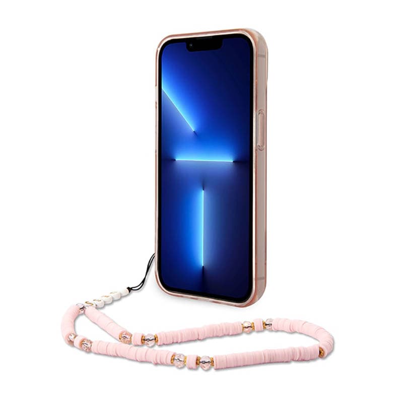 Guess Translucent Pearl Strap - Case for iPhone 14 Plus (Pink) 4