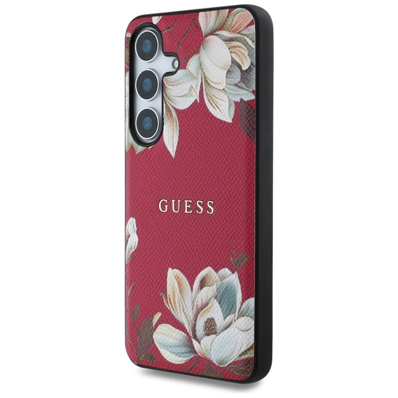 Guess Grained Printed Flower Pattern MagSafe - Case for Samsung Galaxy S25 (fuchsia) 2