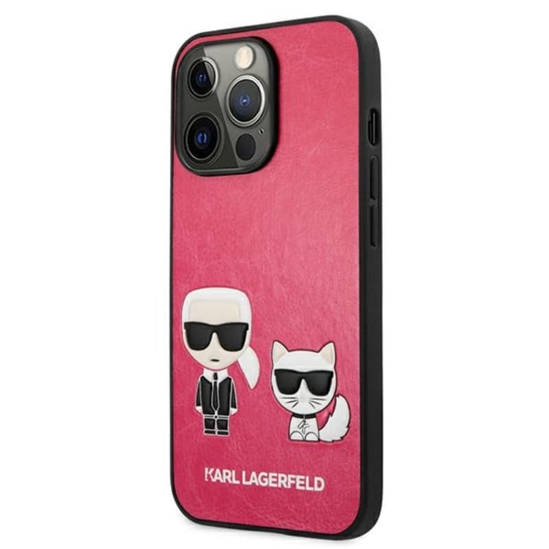 Karl Lagerfeld PU Leather Karl & Choupette Embossed - Case for iPhone 13 Pro (Fuchsia) 2