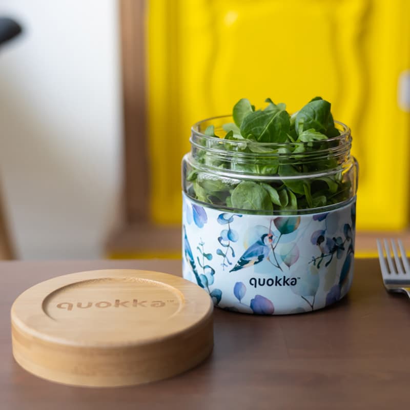 Quokka Deli Food Jar - Glass Food Container / Lunchbox 820 ml (Blue Nature) 2