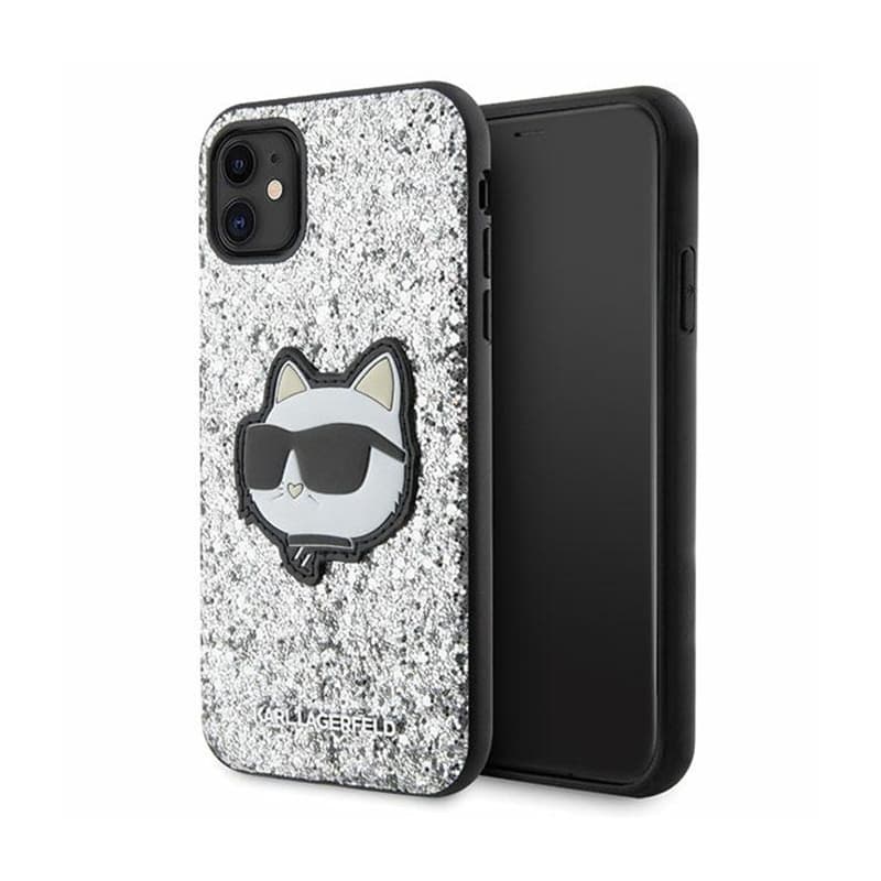 Karl Lagerfeld NFT Glitter Choupette Patch - Case for iPhone 11 (Silver) 1