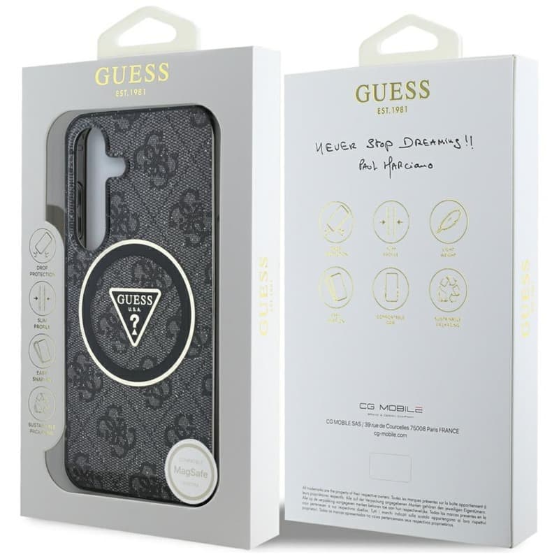 Guess 4G Glitter Triangle Buttons MagSafe - Case for Samsung Galaxy S25 (black) 8