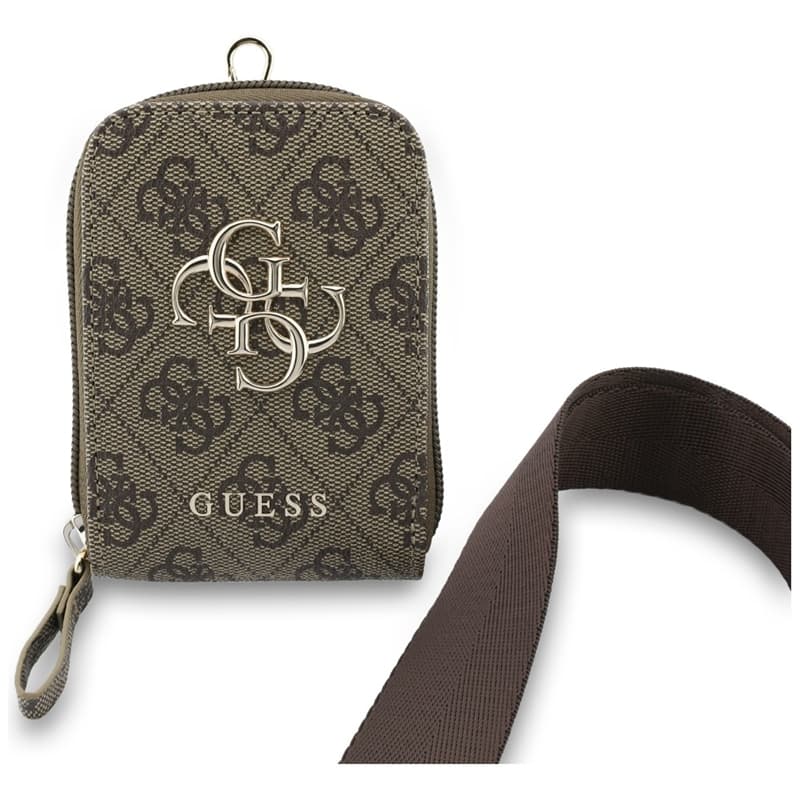 Guess 4G Metal Logo Universal Crossbody Phone Strap Small Purse - Lanyard/Shoulder Strap with Phone Wallet (Brown) 3