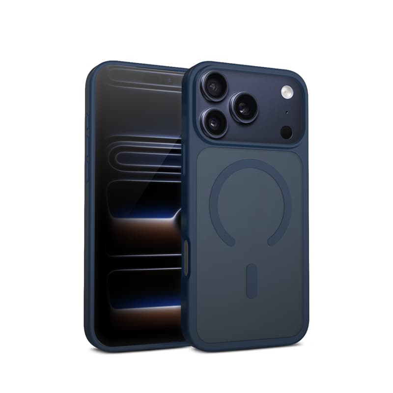 Crong Hybrid Matte Magnetic - MagSafe iPhone 17 Pro Max Case (Navy Blue) 1