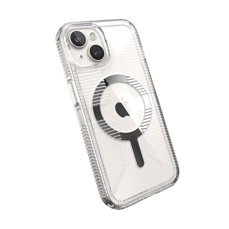 Speck Gemshell Grip + MagSafe - Case for iPhone 17e / 16e / 15 / 14 / 13 (Clear / Chrome Finish) 4
