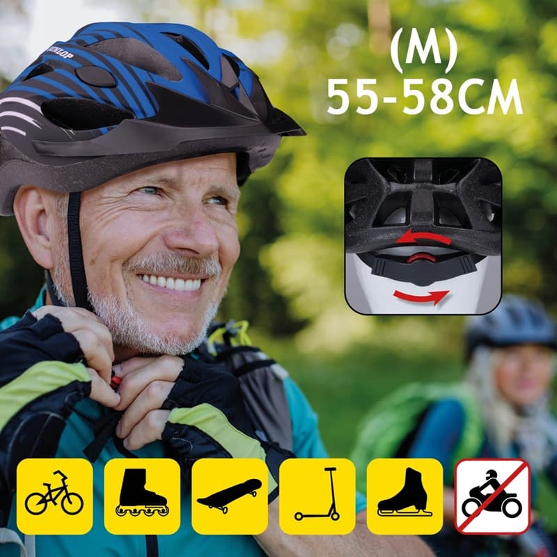 Dunlop - Adjustable MTB Bike Helmet Size M 55-58 cm (Blue-Black) 4