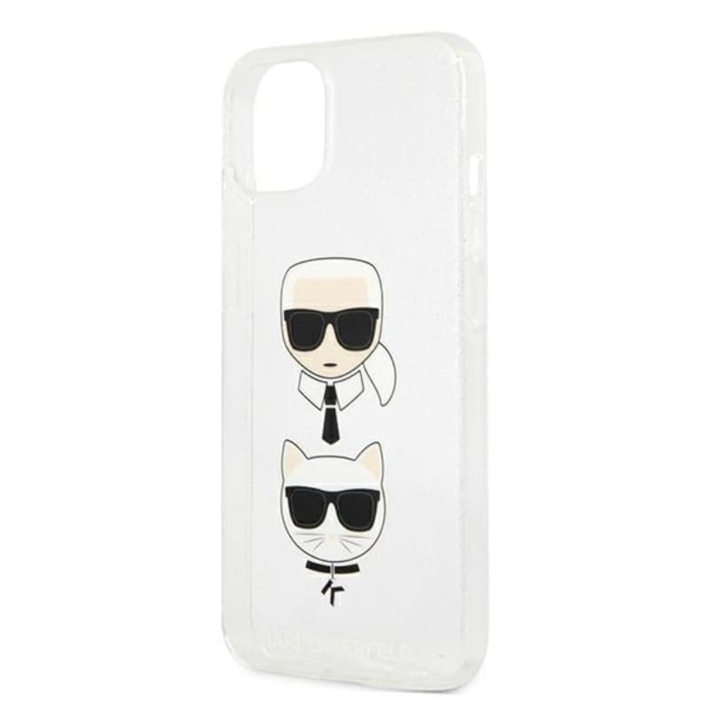 Karl Lagerfeld Glitter Karl & Choupette Head - Case for iPhone 13 mini (Silver) 6