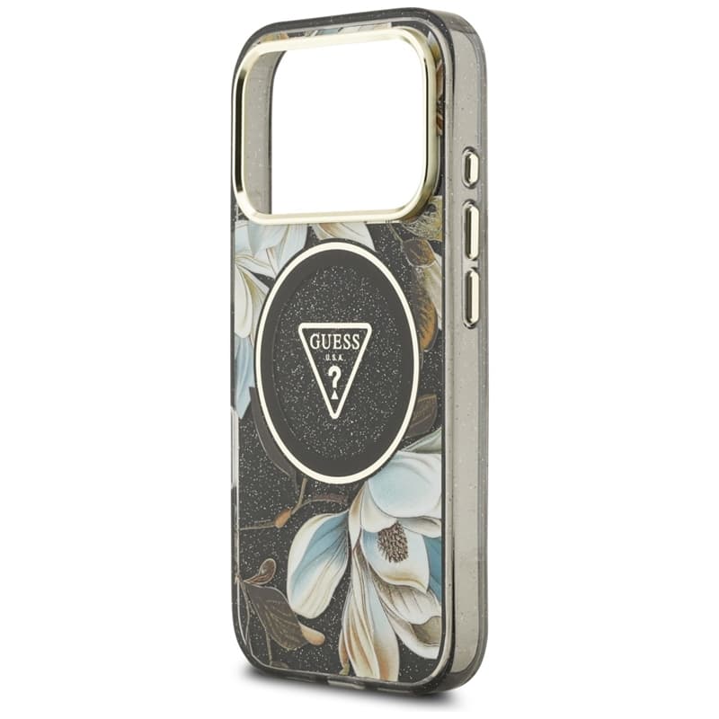 Guess IML Glitter Flowers Triangle MagSafe - Case iPhone 17 Pro (black) 6