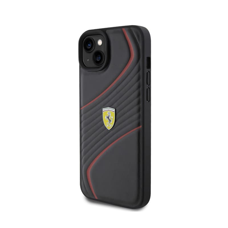 Ferrari Twist Metal Logo - Case for iPhone 15 Plus (Black) 2