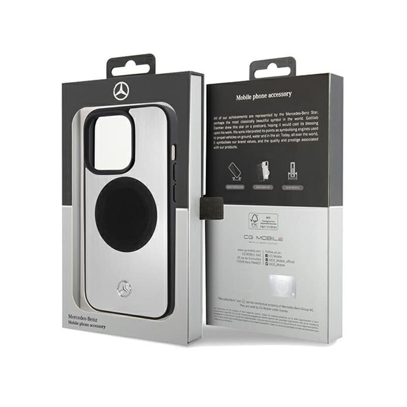 Mercedes Leather & Alu MagSafe - Case for iPhone 15 Pro Max (Silver) 8