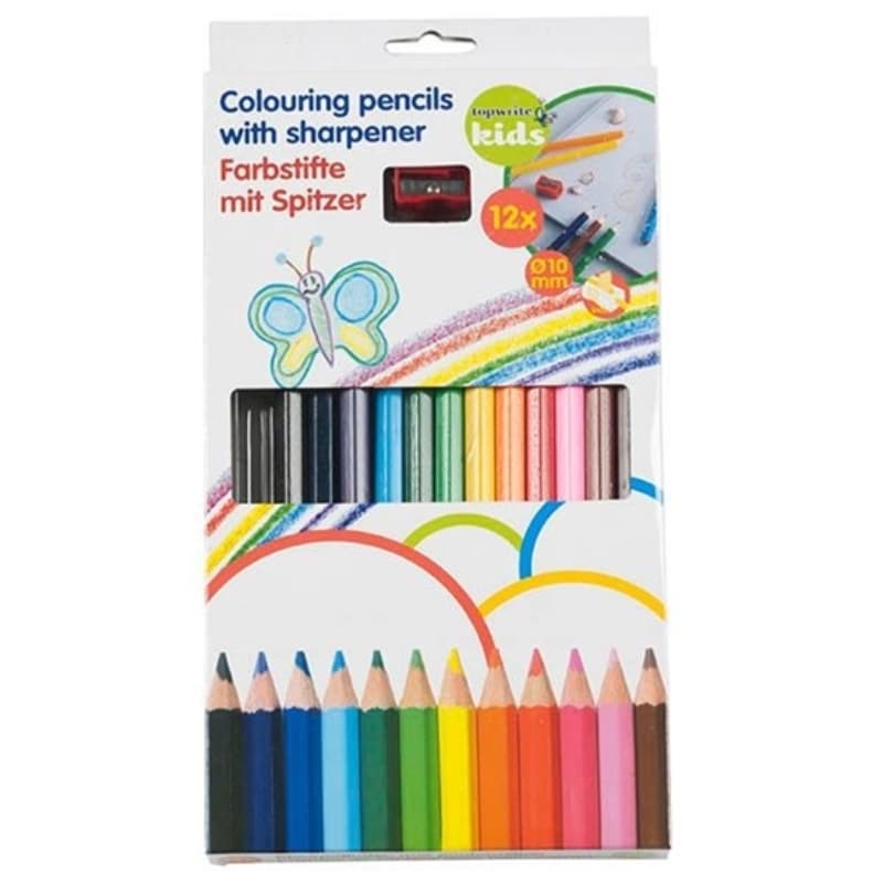 Topwrite - 12pcs pencil crayons set. with a sharpener 1