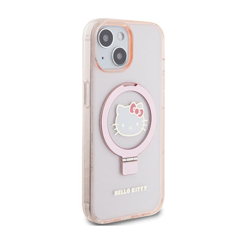 Hello Kitty Ring Stand Glitter Electrop Logo MagSafe - Case iPhone 15 / 14 / 13 (pink) 4