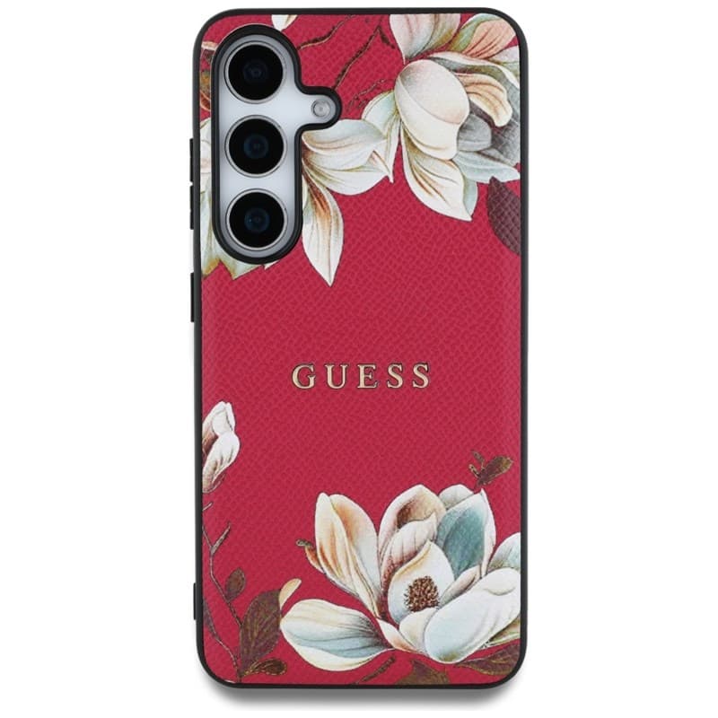 Guess Grained Printed Flower Pattern MagSafe - Case for Samsung Galaxy S25 (fuchsia) 3
