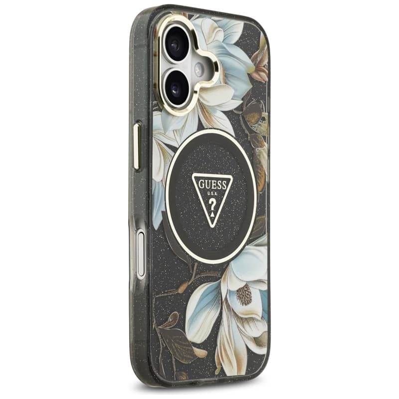 Guess IML Glitter Flowers Triangle MagSafe - Case iPhone 17 (black) 4