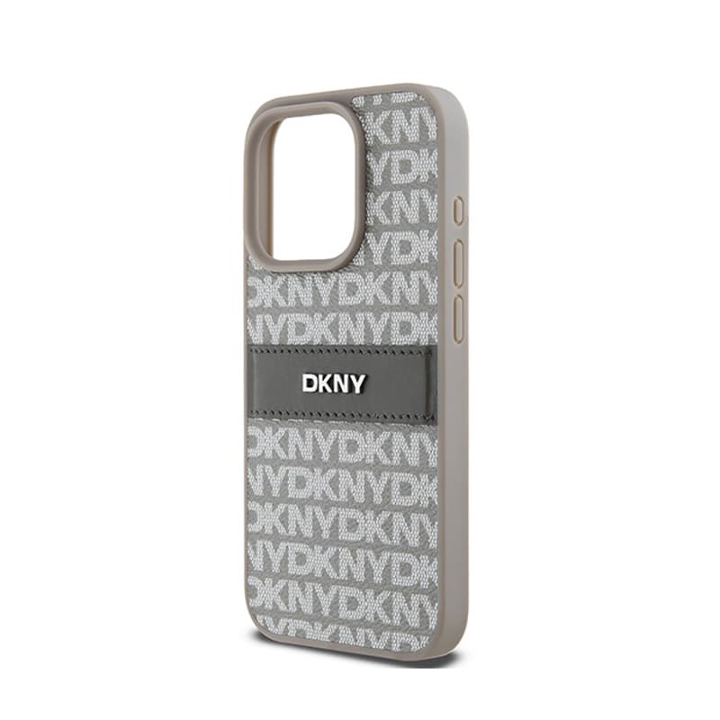 DKNY Leather Mono Stripe & Metal Logo - Case for iPhone 15 Pro Max (beige) 6