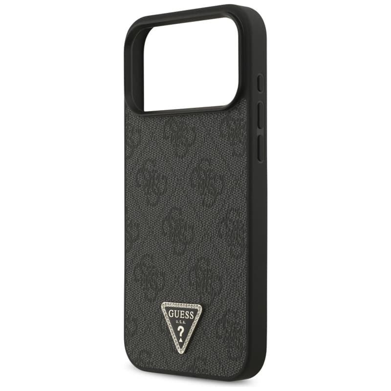 Guess Leather 4G Triangle Strass MagSafe - Case iPhone 17 Pro Max (Black) 6