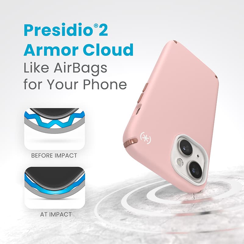 Speck Presidio2 Pro - Case iPhone 17e / 16e / 15 / 14 / 13 (Dahlia Pink / Rose Copper / White) 5