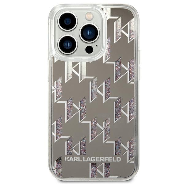 Karl Lagerfeld Monogram Liquid Glitter - Case for iPhone 14 Pro Max (Silver) 3