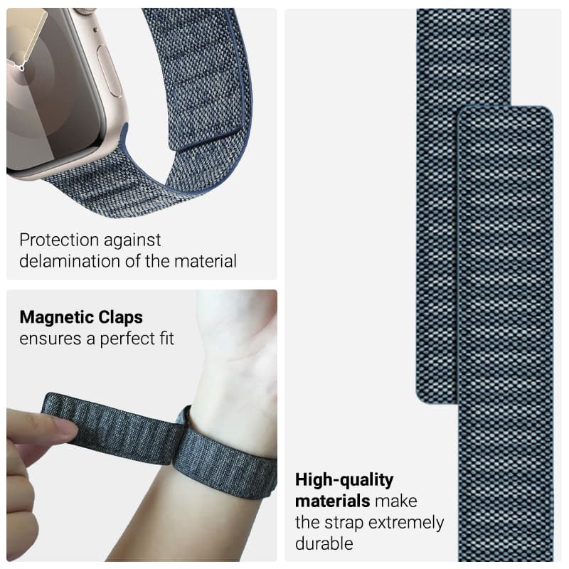 Crong Melange - Magnetic strap for Apple Watch 44/45/46/49 mm (blue melange) 7