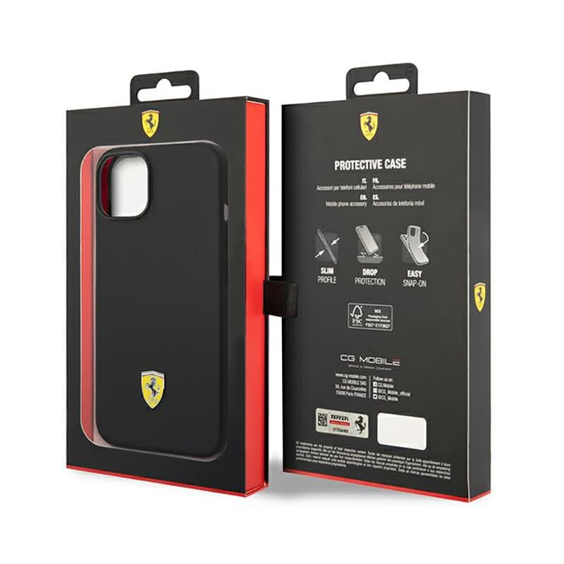 Ferrari Silicone Metal Logo - Case for iPhone 14 (Black) 8