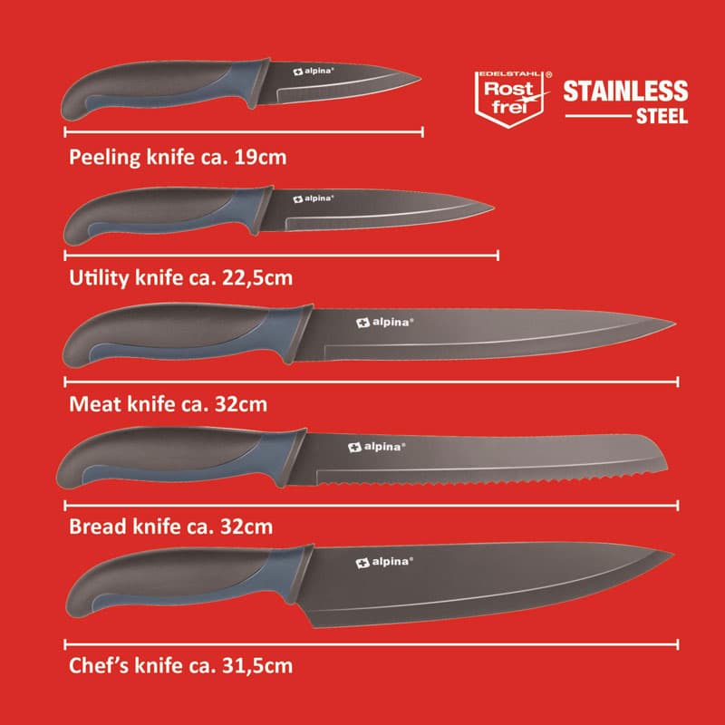 Alpina - Stainless steel knife set (Brown) 3