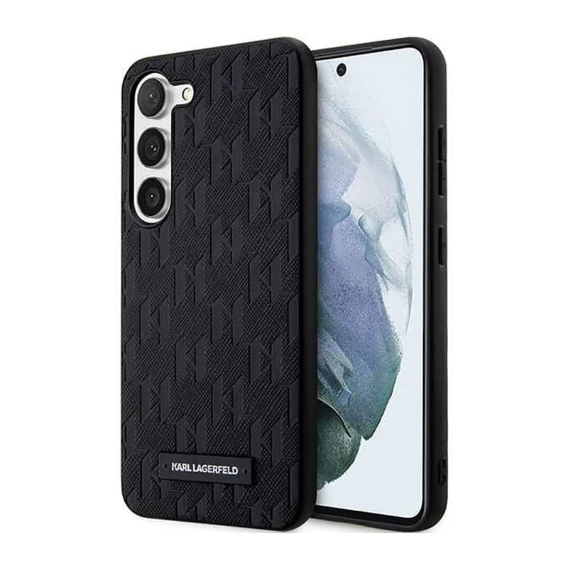 Karl Lagerfeld Saffiano Monogram Metal Logo - Case for Samsung Galaxy S23+ (Black) 1