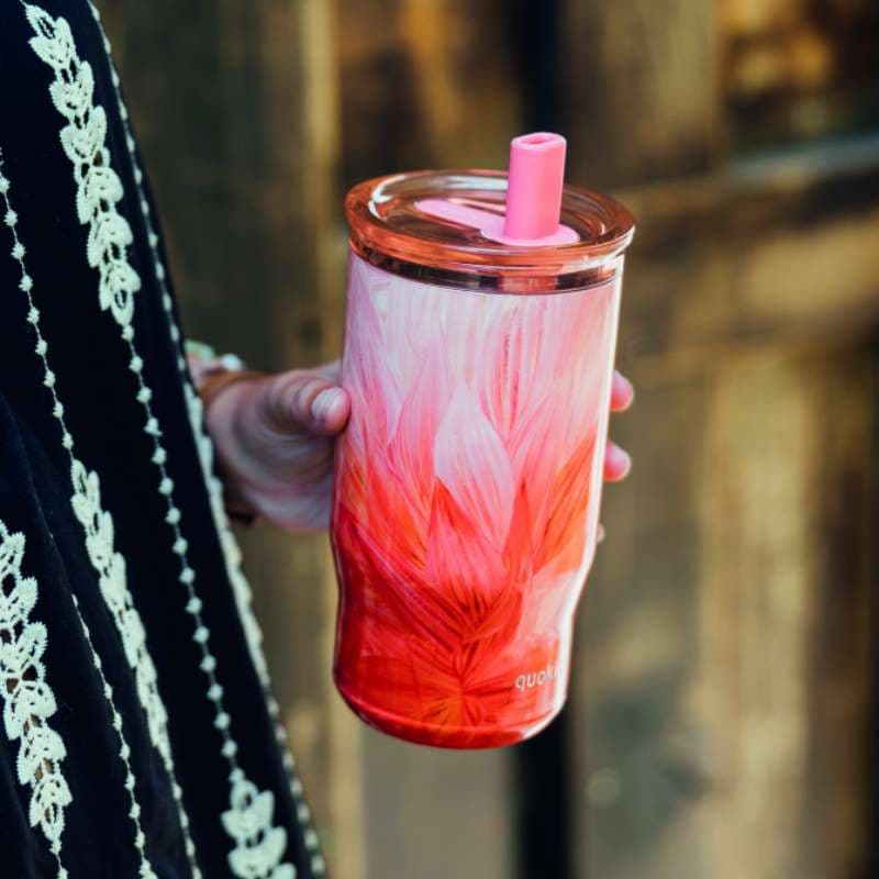 Quokka Mist - Stainless Steel Thermal Mug 720ml with Straw (Peach Petals) 3
