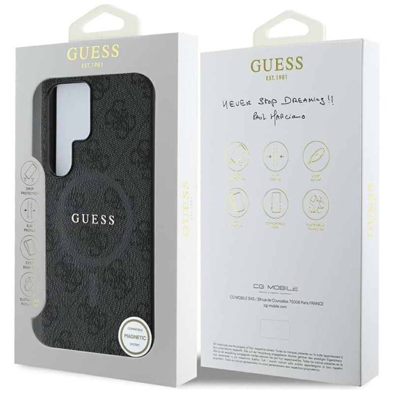 Guess Leather 4G Colored Ring Classic Logo MagSafe - Case for Samsung Galaxy S25 Ultra (black) 8